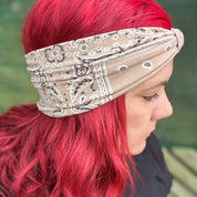 Beige Paisley Stretch Headband