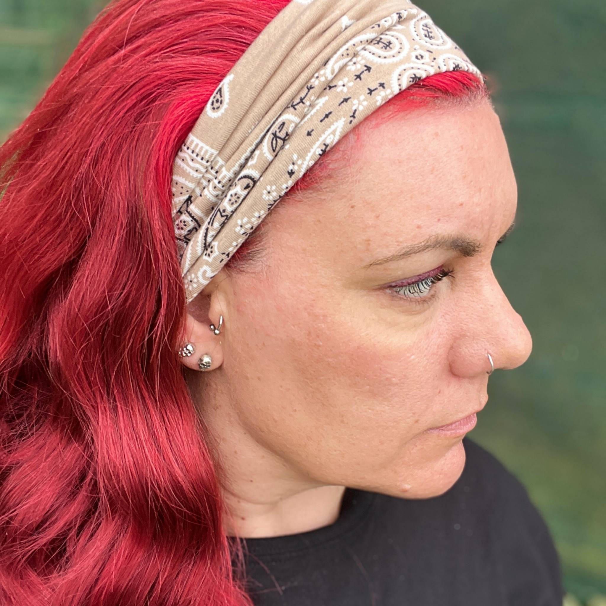 Beige Paisley Stretch Headband