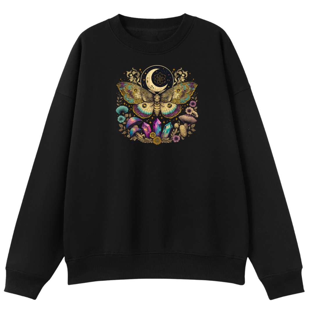 Crystal Moth Oversized Crew Neck