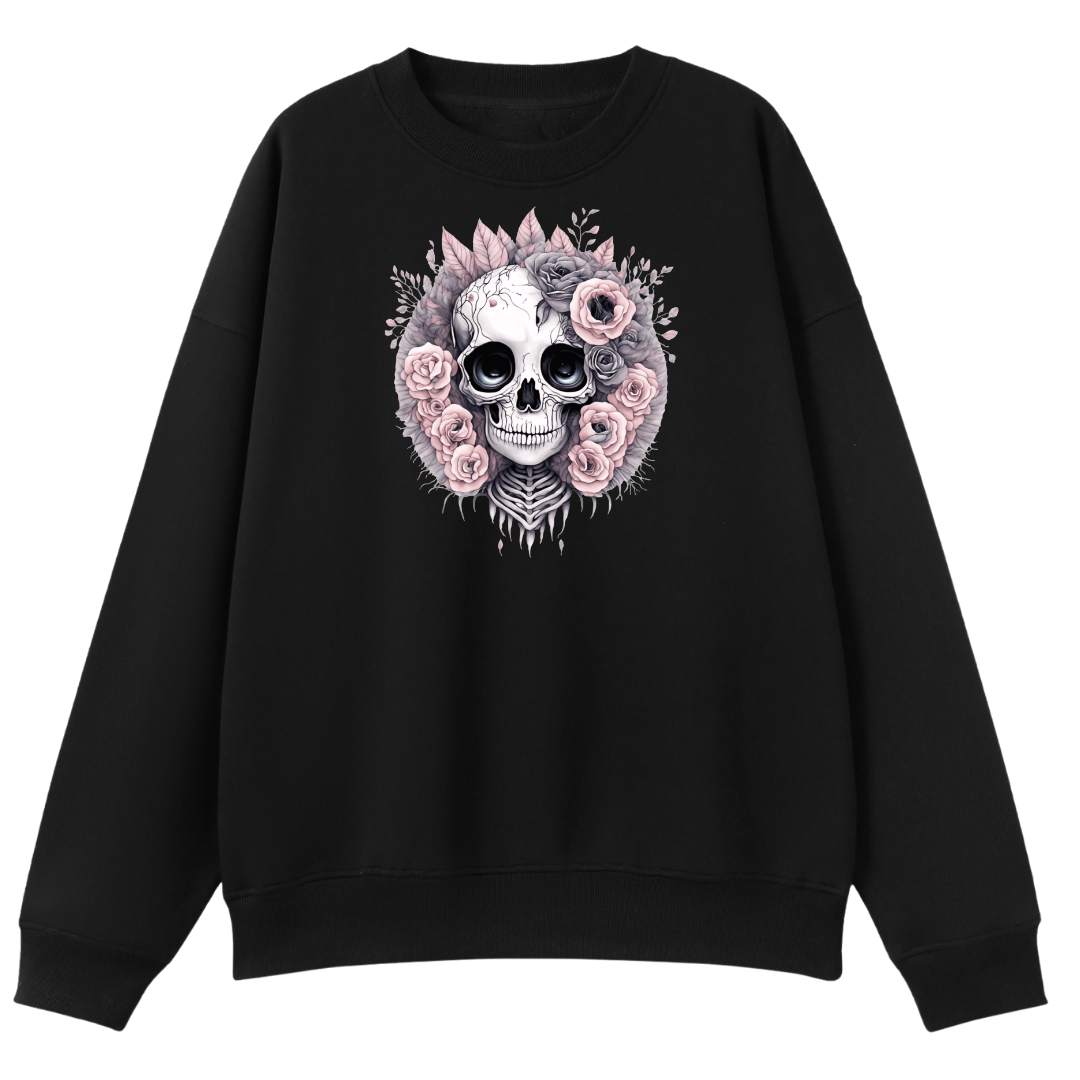 Roses and Bones Oversized Crew Neck