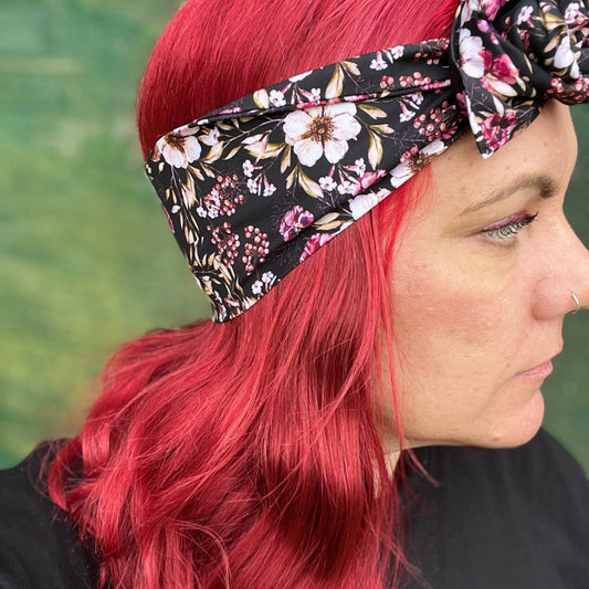 Black Wire Headband with Native Florals