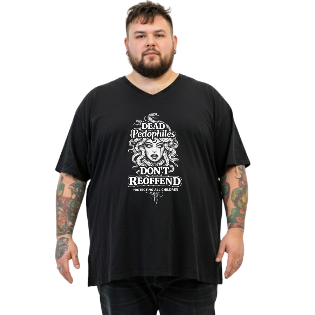 BlackVNeckTee-DeadPedophilesDontReoffend-FrontPrint.png
