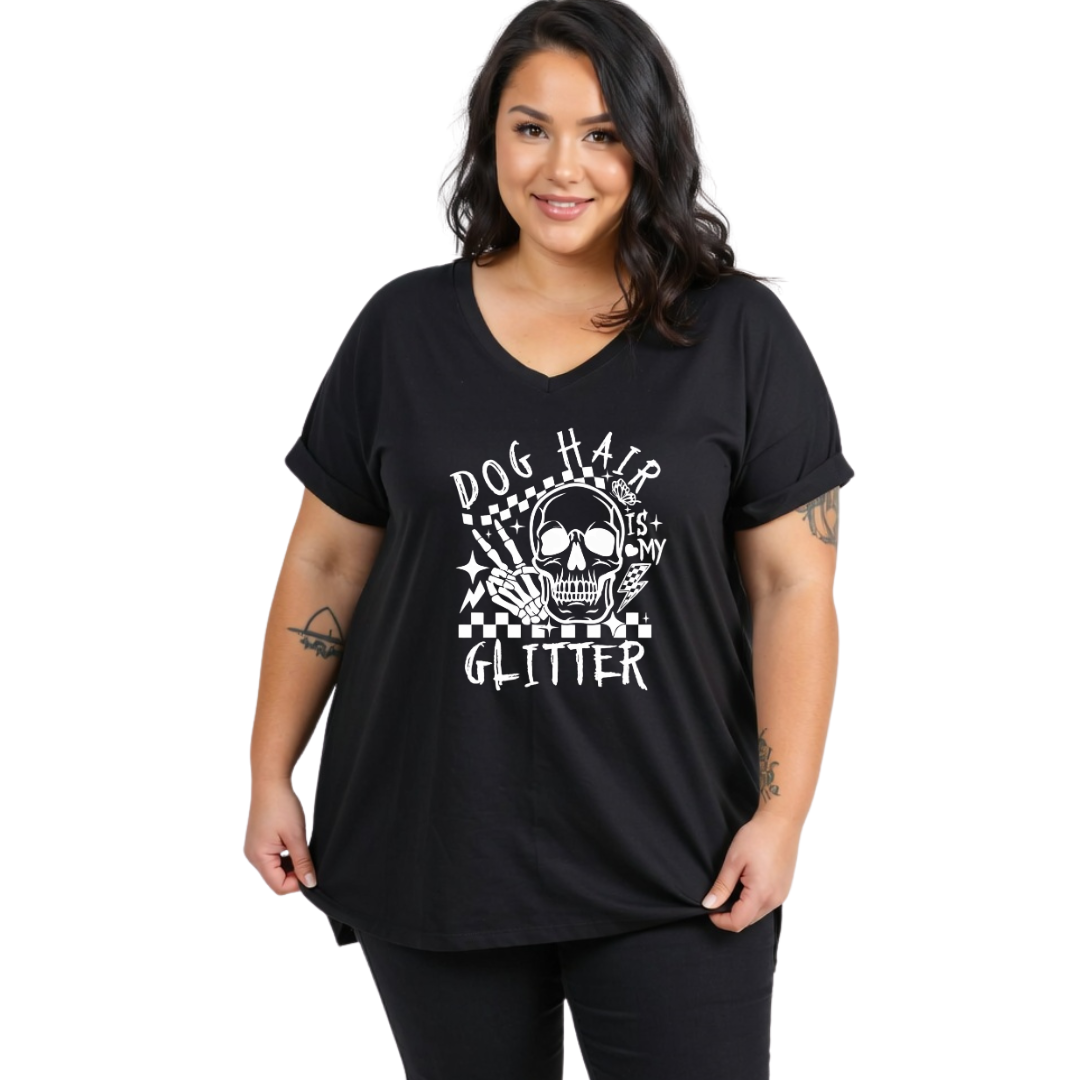 BlackVNeckTee-DogHairIsMyGlitter-FrontPrint.png