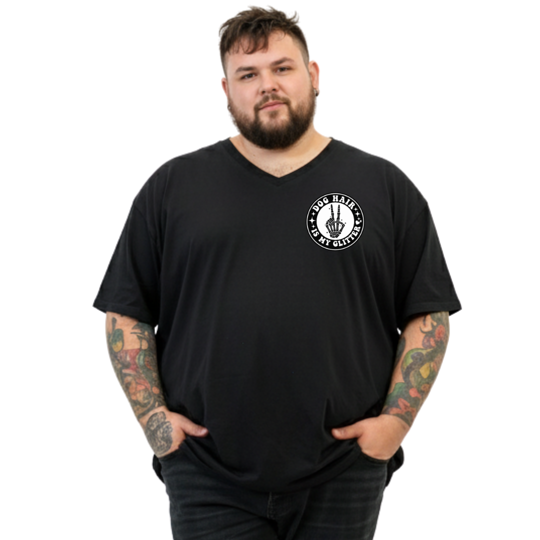 BlackVNeckTee-DogHairIsMyGlitter-PocketPrint.png