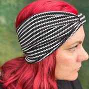 Black and White Zigzag Twist head band