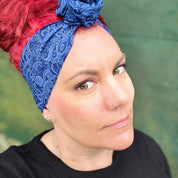 Blue Maori Koru Head Scarf Wraps handmade in Australia