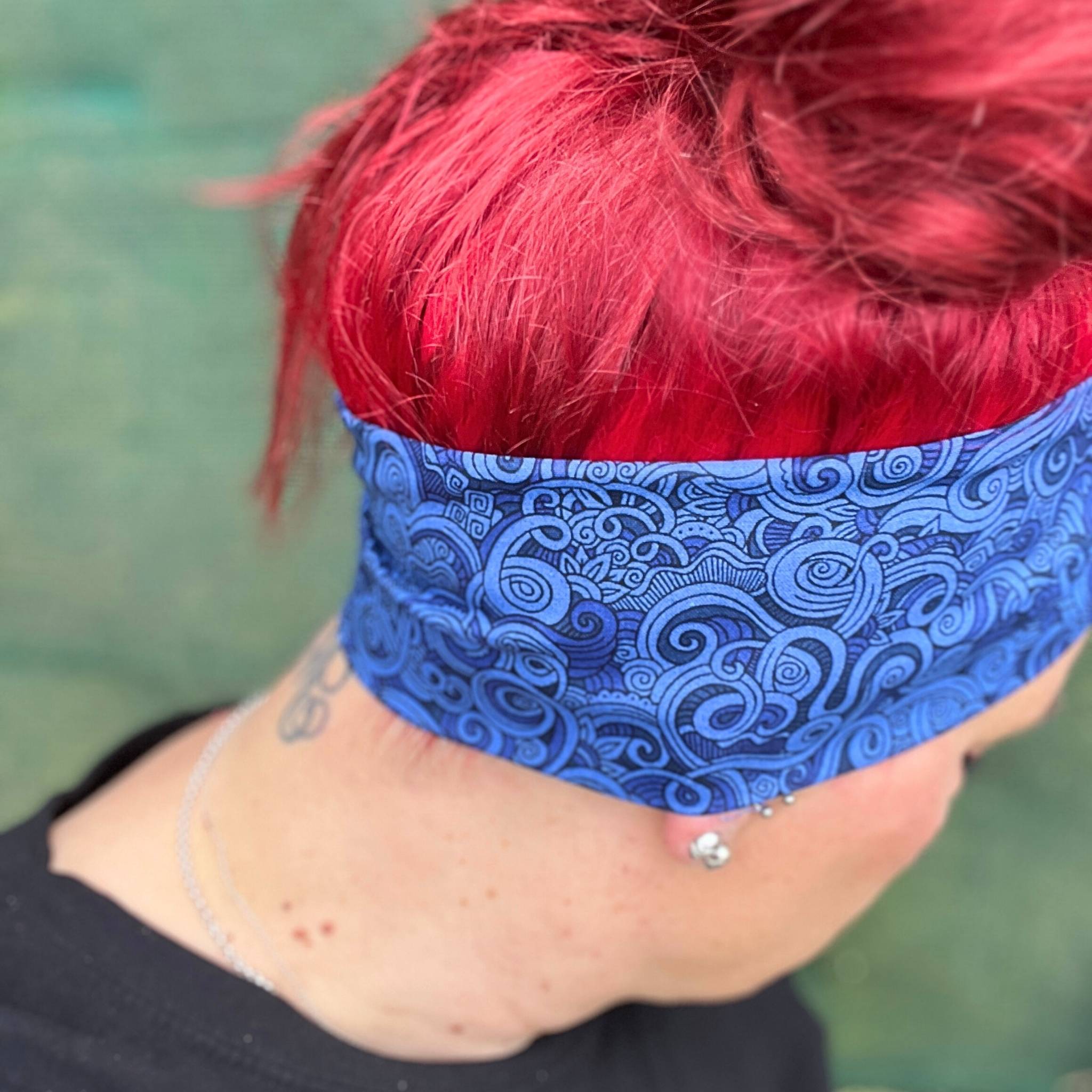Blue Maori Koru Head Scarf Wraps handmade in Australia