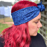 Blue Maori Koru Head Scarf Wraps handmade in Australia