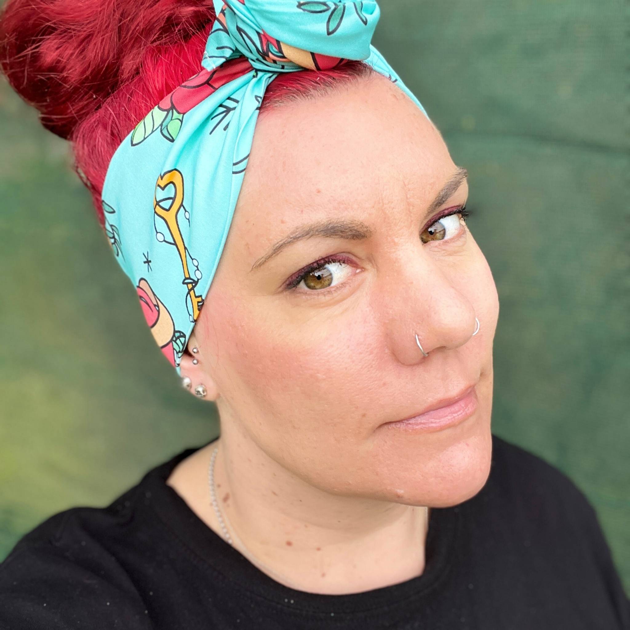 Head Scarf Wraps Blue Tattoo Wired Headband