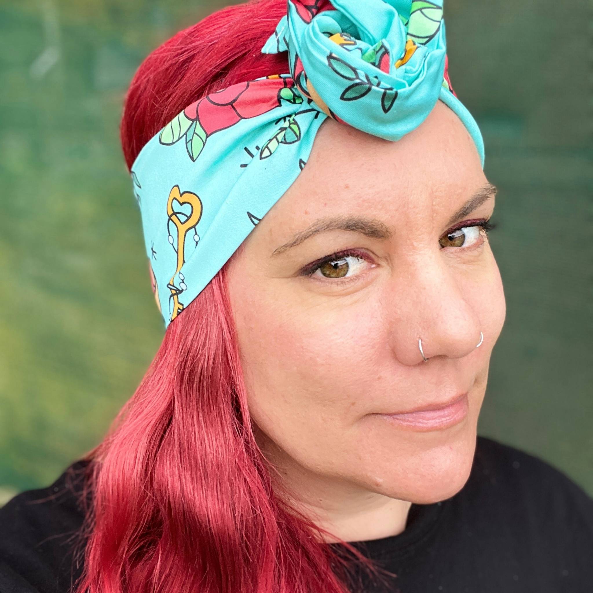 Head Scarf Wraps Blue Tattoo Wired Headband