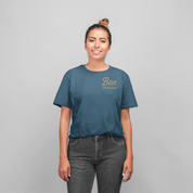 Bold plus-size Teal graphic tee with red rose border, umbrella-topped sugar skull and ‘Don’t Rain On My Parade’ text – limited-edition streetwear