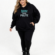 Done Being Polite College varsity graphic print detail oversized black cotton hoodie plus size women's Australia