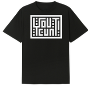 A black short-sleeve crewneck t-shirt featuring a large white geometric graphic on the chest that reads 'I GOT THIS!' in a stylized block pattern.