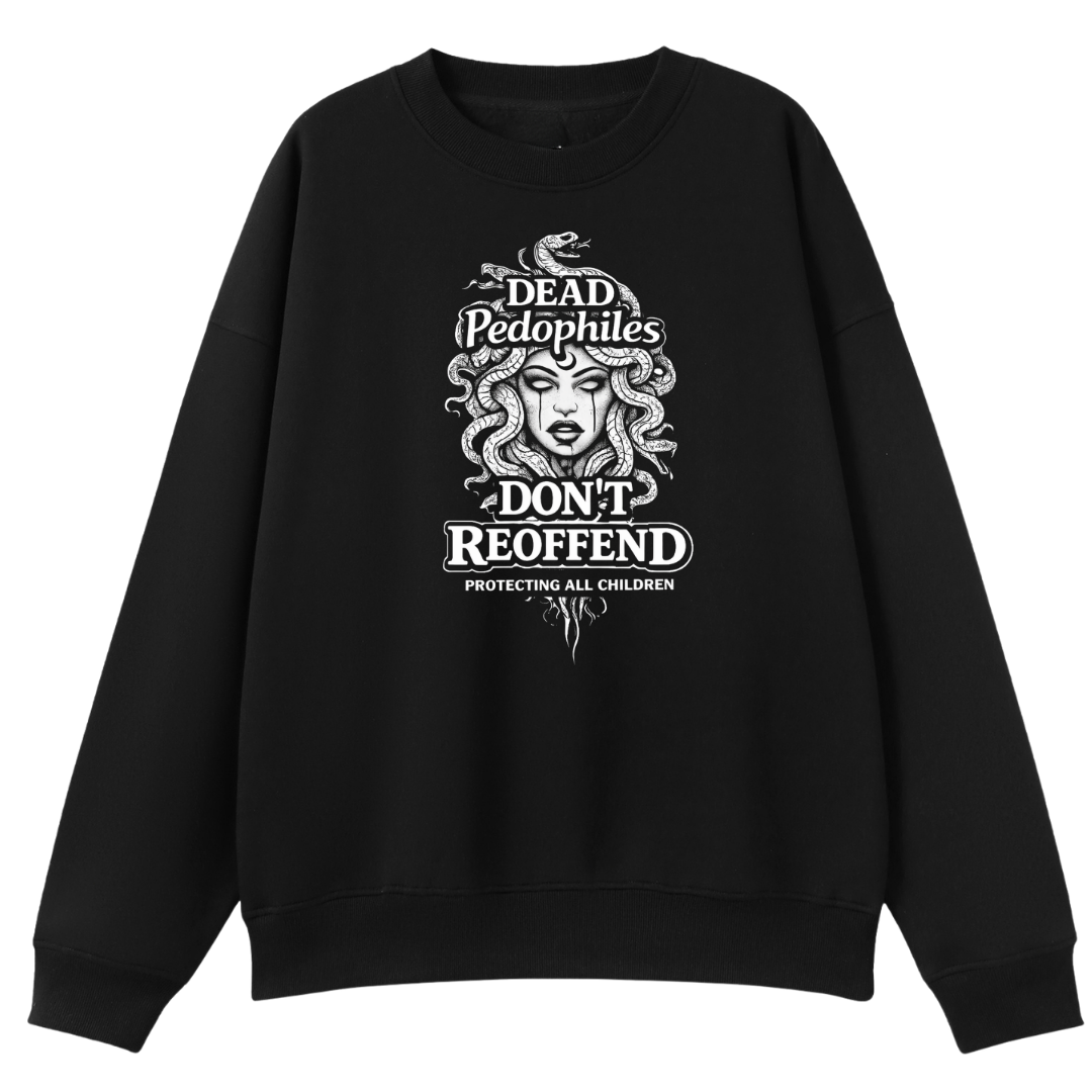 FrontBlackCrewNeckDeadPedophilesDontReoffend.png