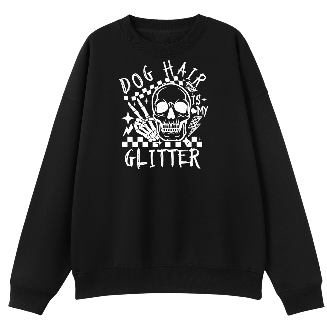 FrontBlackCrewNeckDogHairIsMyGlitter.png