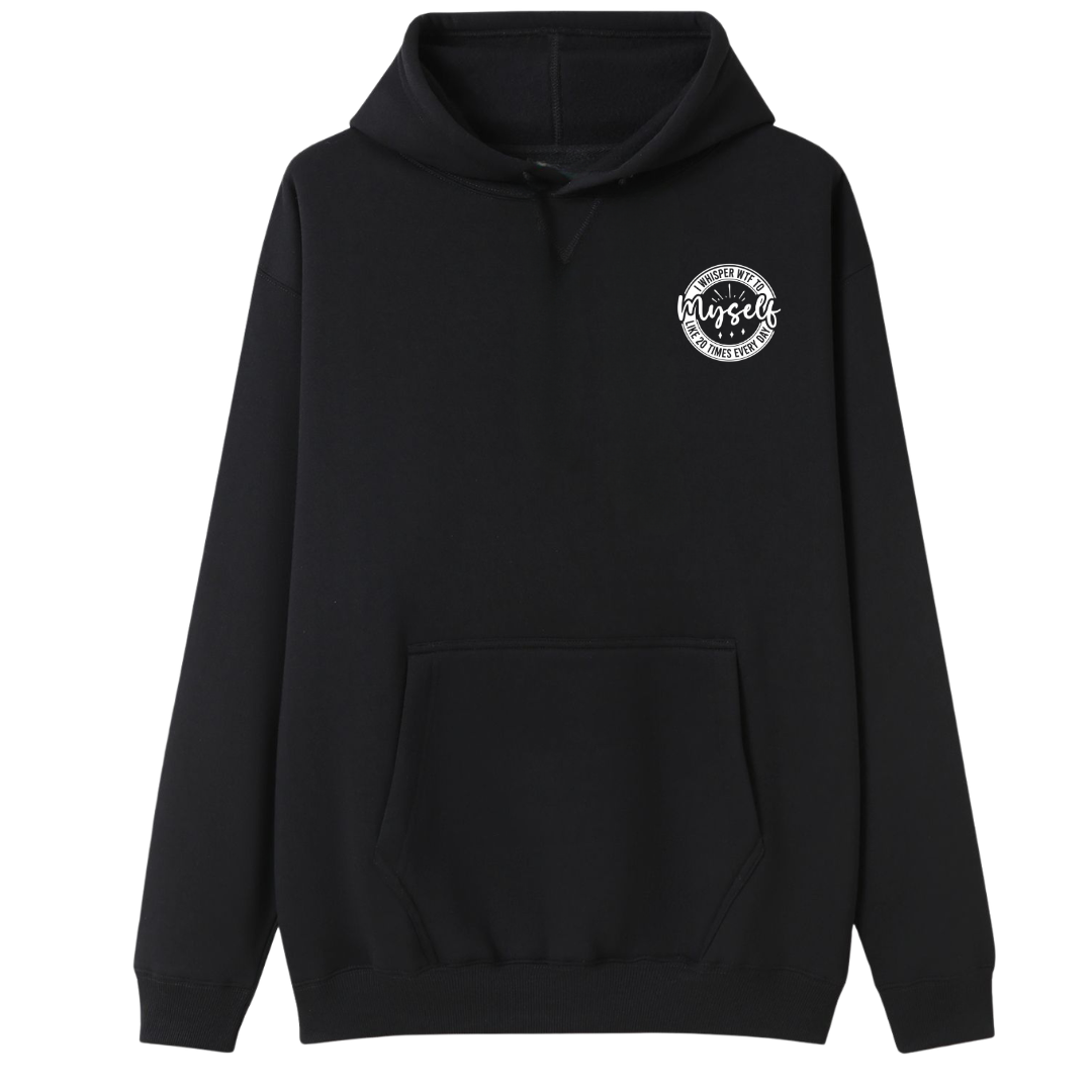 A black pullover hoodie with a white graphic print on the left chest featuring a snake and the text 'DON'T BLOODETH' and 'RUFFEND'.