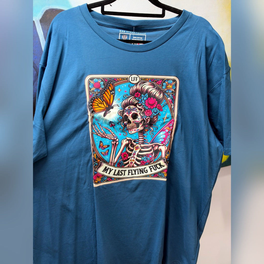 -Market Stash- My Last Flying Fuck Teal Tee XXL (Size 18)