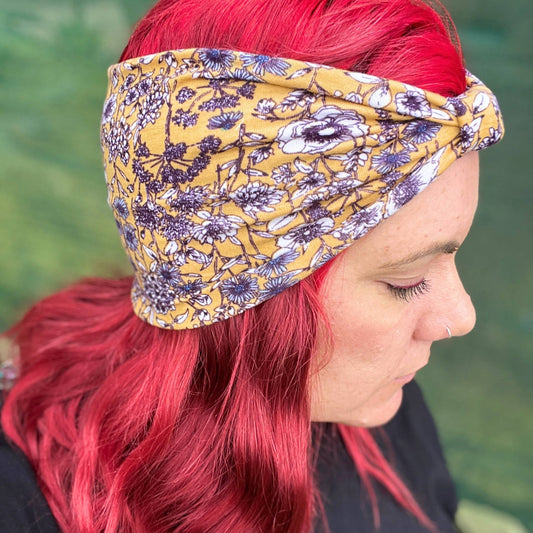 Mustard Floral Twist Headband