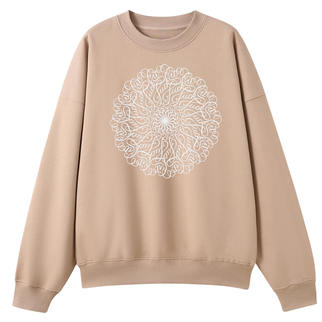 White Fuck it Mandala Oversized Crew Neck