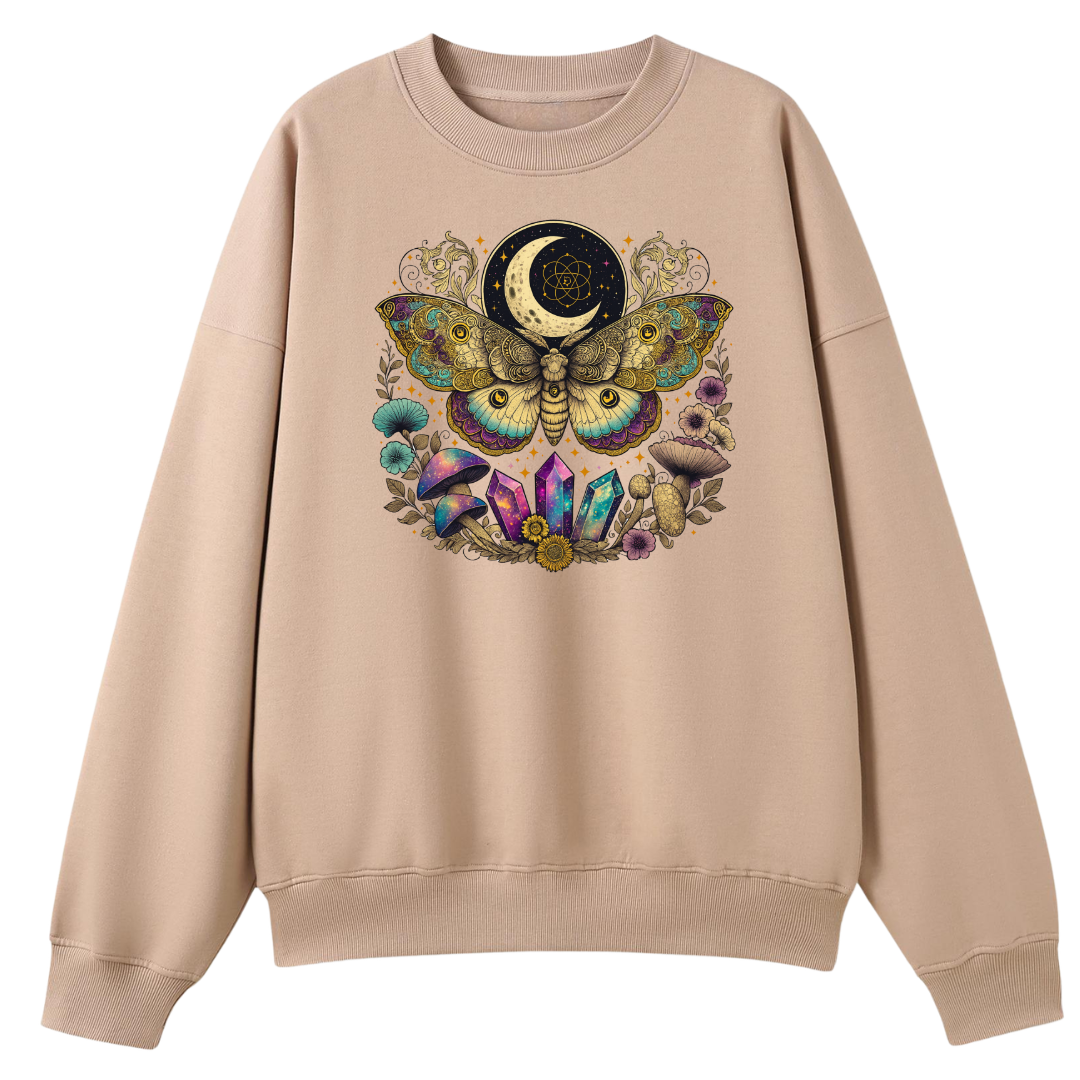 PeachCrewNeck-MothMoonandCrystals-FrontPrint.png