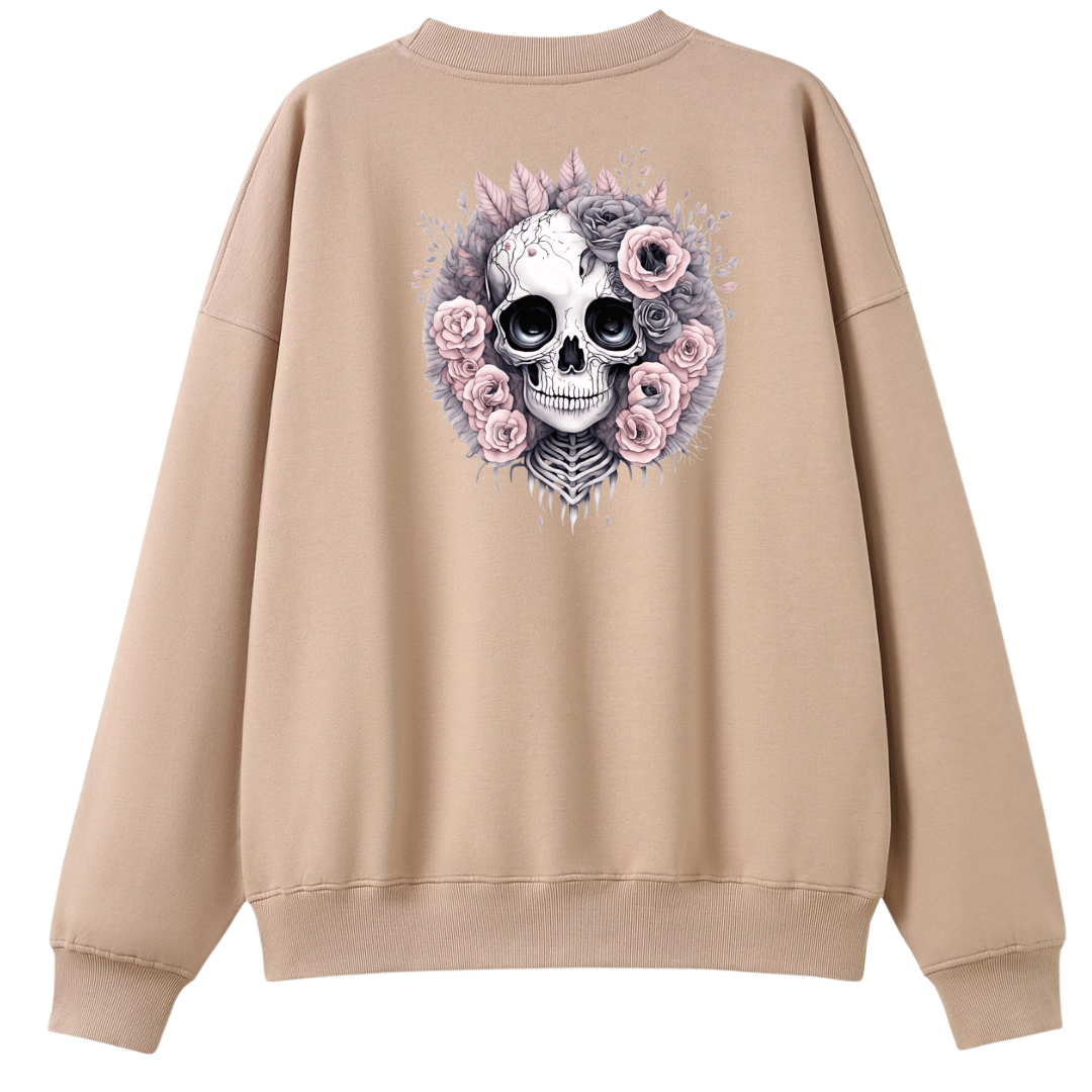 PeachCrewNeck-SkullwithRosesGrey-BackPrint.png