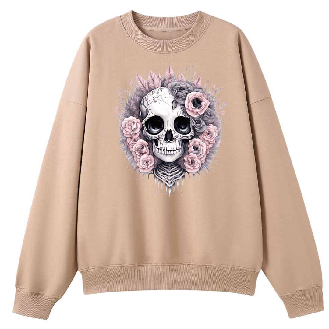 PeachCrewNeck-SkullwithRosesGrey-FrontPrint.png