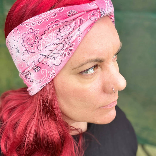 Pink Paisley Twist Stretch Headband