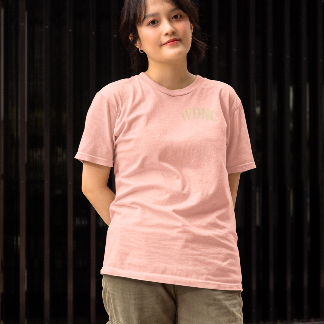 Plus-size Pink streetwear tee with “We Do Not Care Club” skull and cross-bat graphic, red roses and barbed wire detail – limited release