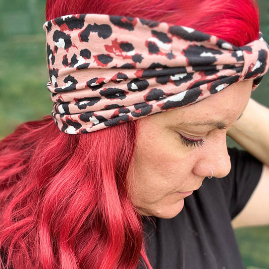 Pink and Black Leopard Stretch Headband