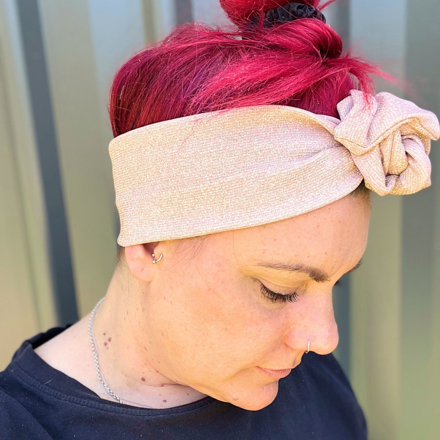Pink and Gold Sparkle Boho Wire Headband