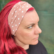 Pink with White Polka Dot Stretch Headband