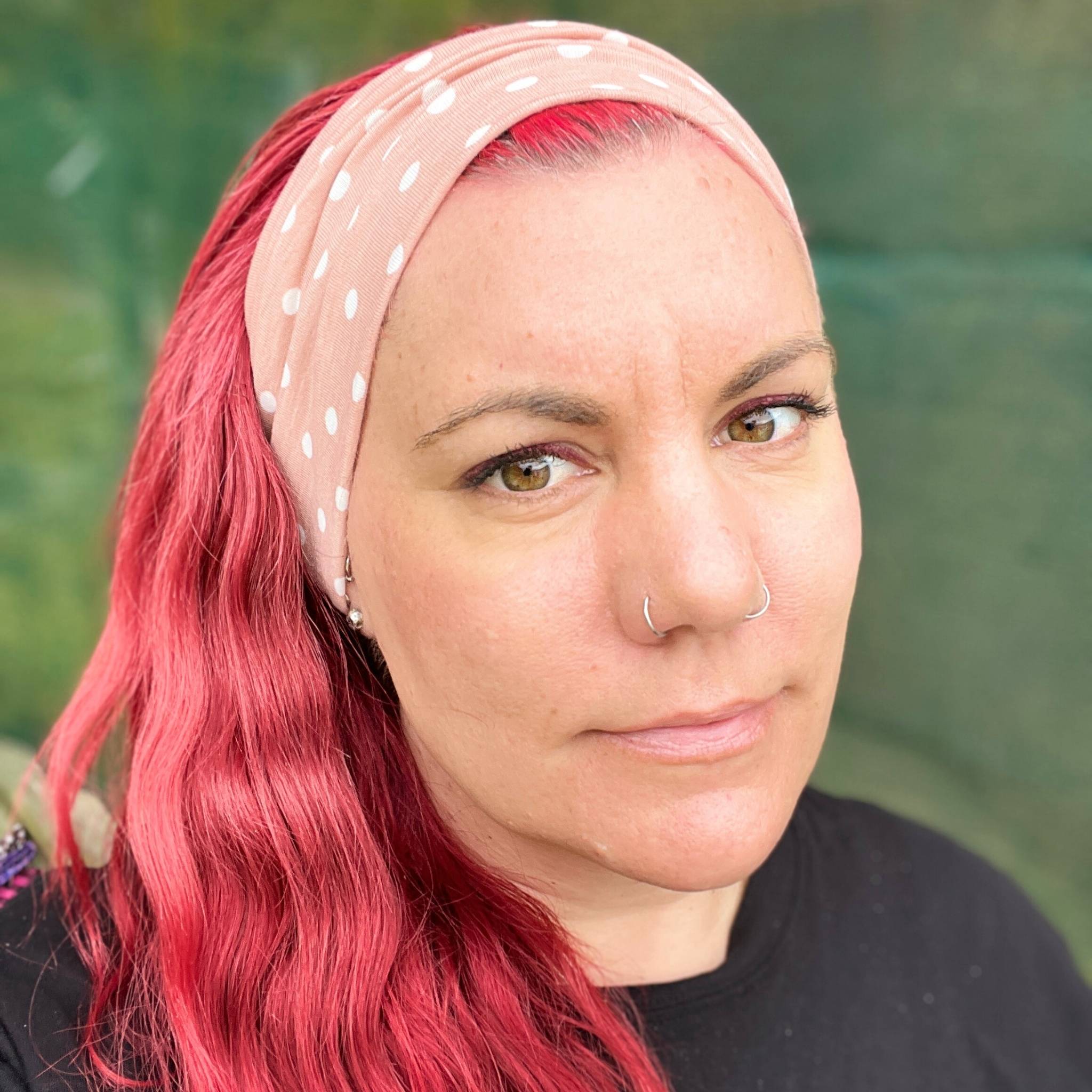 Pink with White Polka Dot Stretch Headband