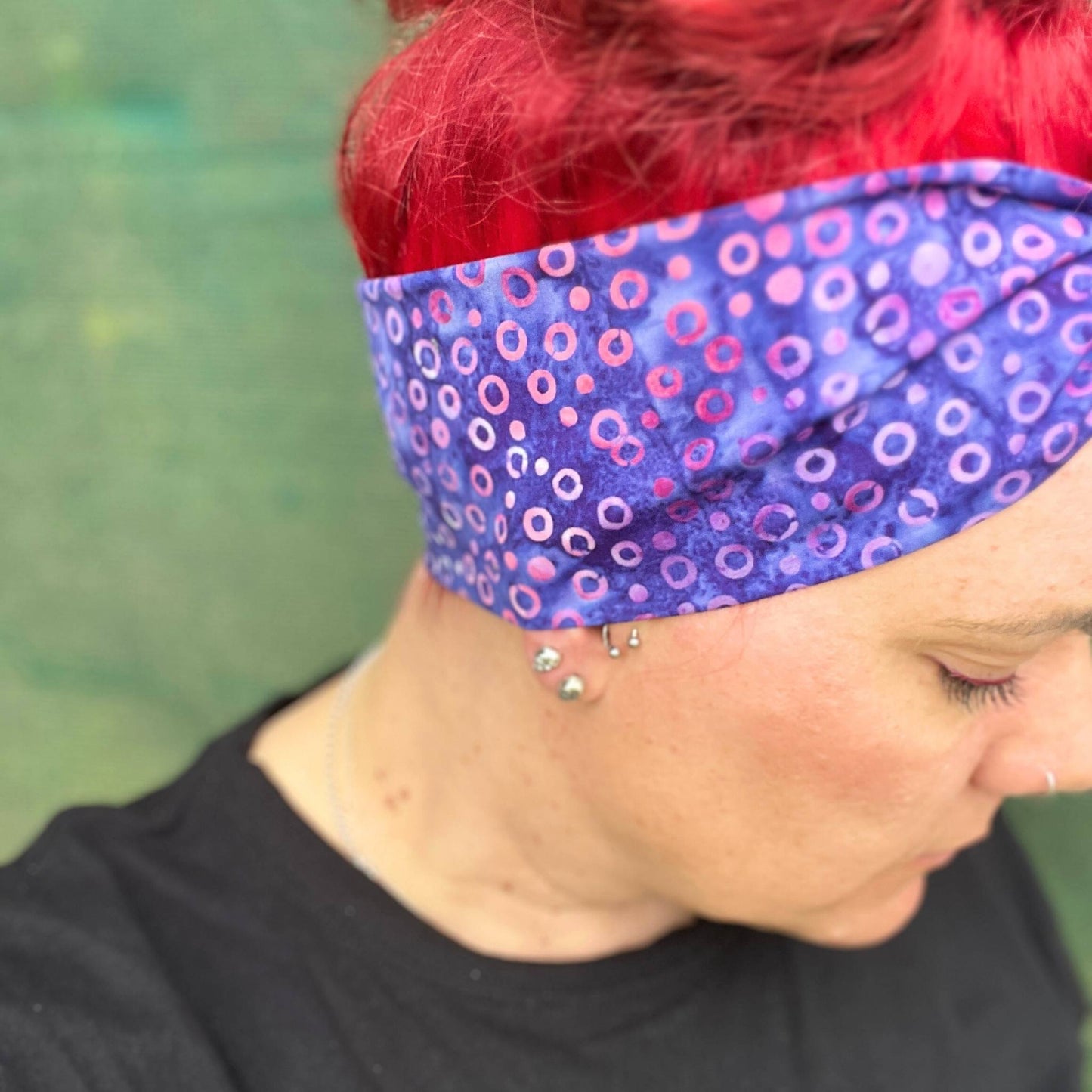 Headwrap Bandana Purple Bubbles Tie Dye 