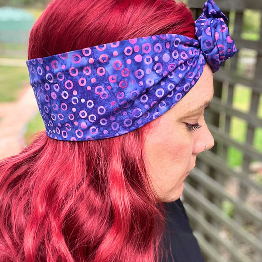 Headwrap Bandana Purple Bubbles Tie Dye