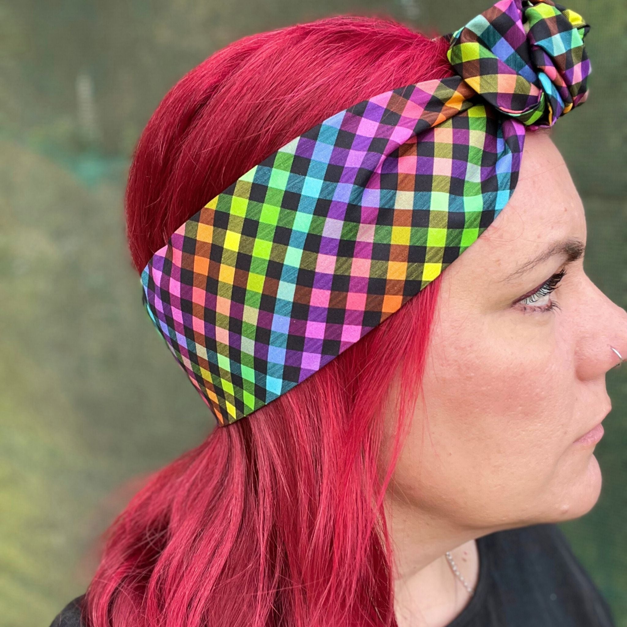 Colourful Gingham Wire Headband 