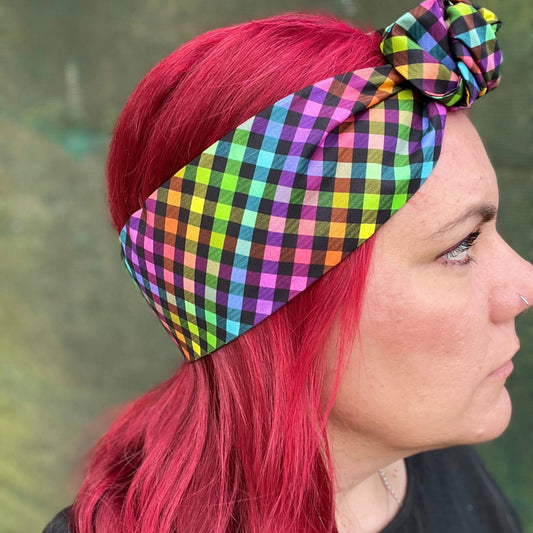 Colourful Gingham Wire Headband 