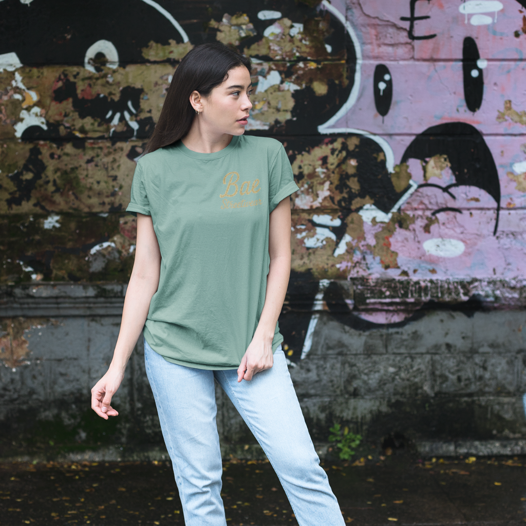 Melbourne-made Slate Green oversized ‘Don’t Rain On My Parade’ tee with sugar skull umbrella print and floral accents – unapologetic plus-size streetwear by Bae Streetwear
