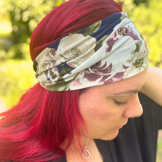 Vintage Floral Wide Stretchy Headbands for Women