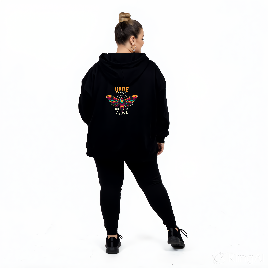 Done Being Polite oversized black hoodie women's plus size streetwear Australia sizes 10-40 Bae Bands