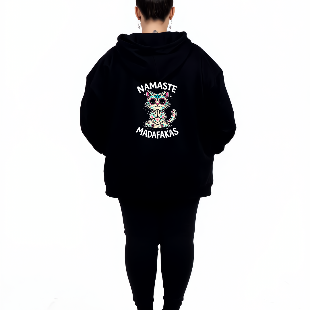 Namaste oversized black hoodie women's plus size streetwear Australia sizes 10-40 Bae Bands