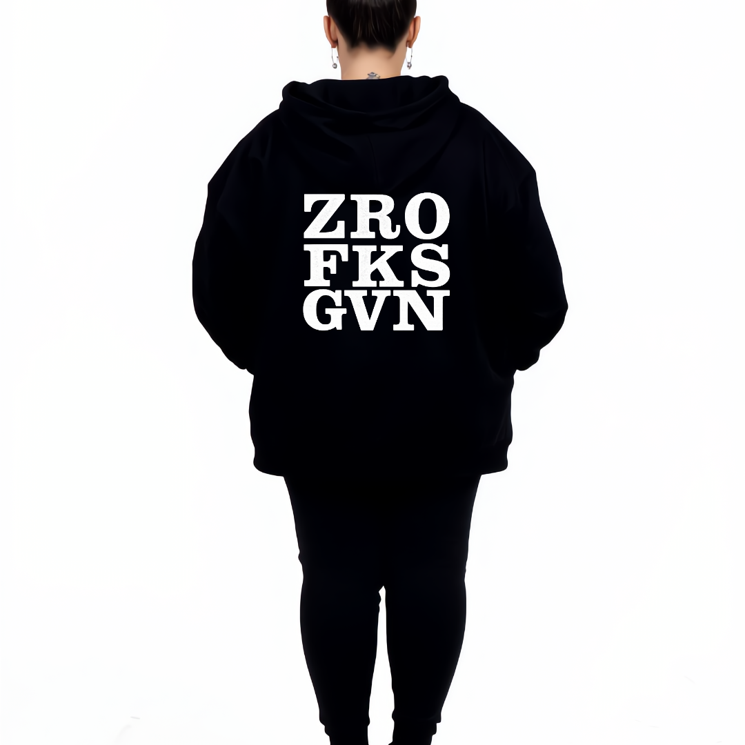 Zero Fucks oversized black hoodie women's plus size streetwear Australia sizes 10-40 Bae Bands