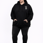 Namaste bold graphic print detail oversized black cotton hoodie plus size women's Australia