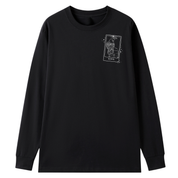 A black long sleeve tee with a small We'll Come Back Again graphic on the left chest.