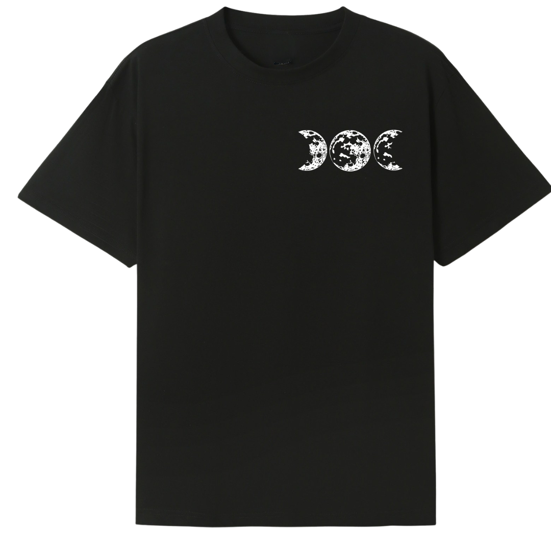 A black oversized tee with a small Support Your Local Coven graphic on the left chest.
