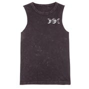 A black stone washed tank with a small Support Your Local Coven graphic on the left chest.