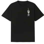A black oversized tee with a small Fuck Your Feelings graphic on the left chest.