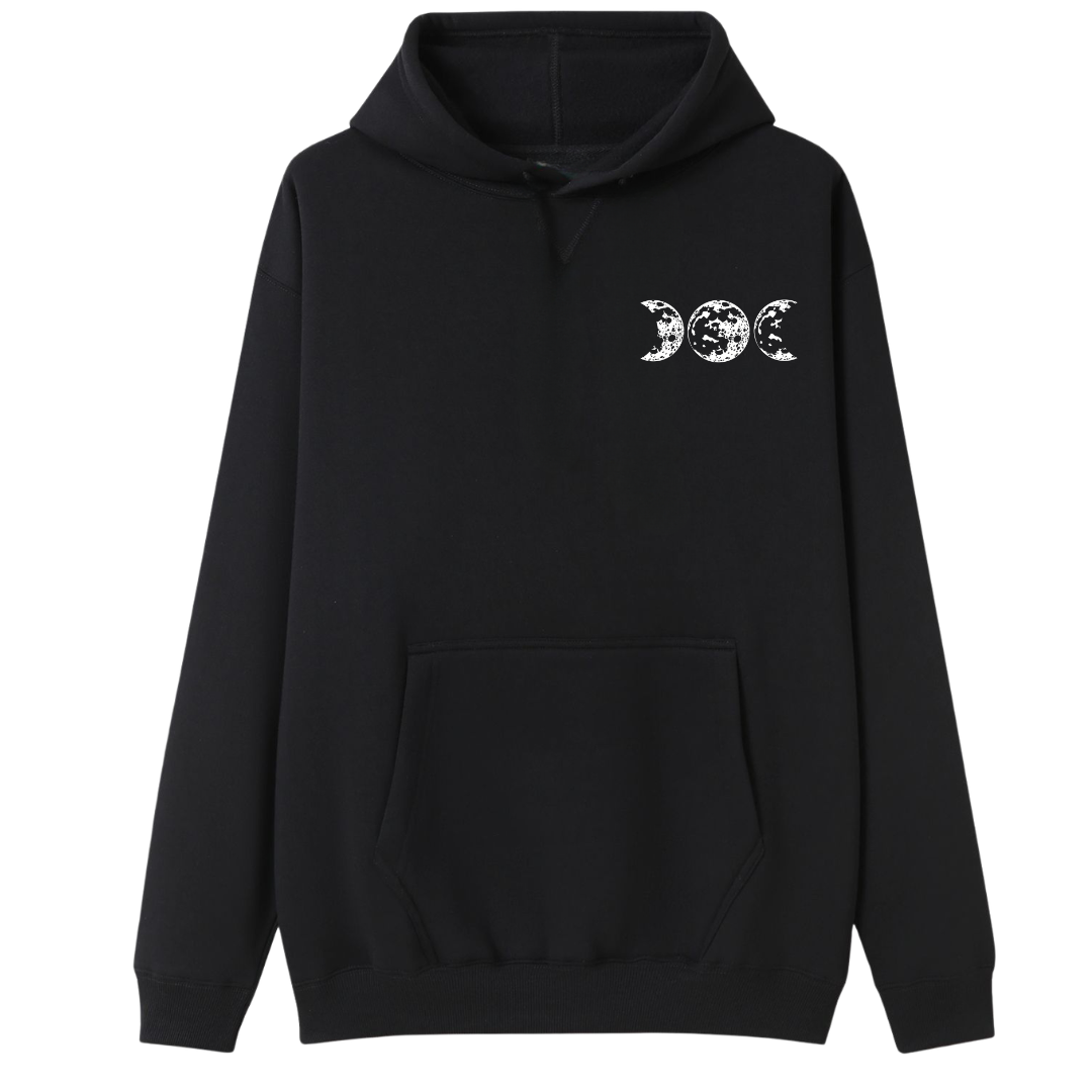 A black oversized hoodie with a small Support Your Local Coven graphic on the left chest.