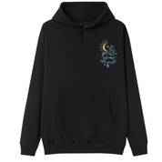 A black oversized hoodie with a small Be Magic snake graphic on the left chest.