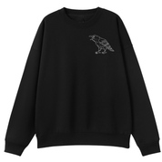 A black oversized crew neck with a small Support Your Local Murder graphic on the left chest.