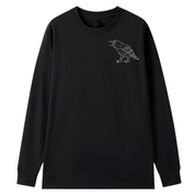 A black long sleeve tee with a small Support Your Local Murder graphic on the left chest.